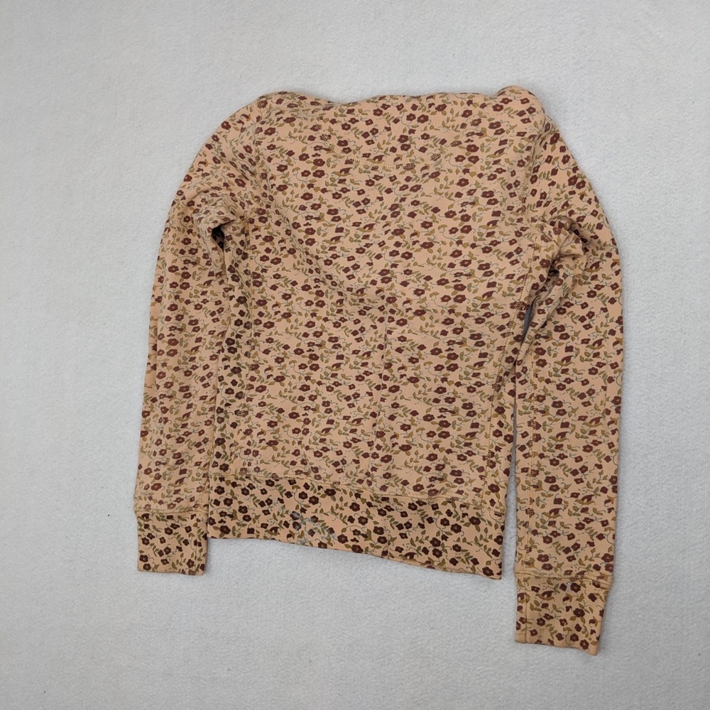 3/$20 Sale Lucky brand floral tan brown zip up hoodie XS - Picture 5 of 6